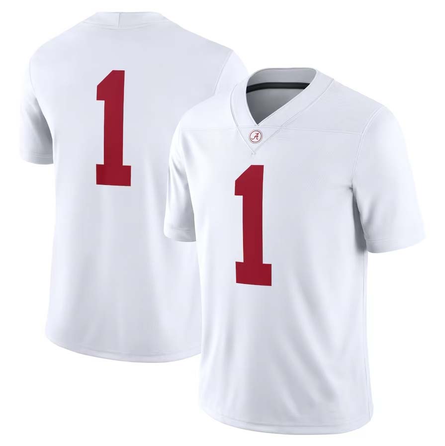 #1 A.Crimson Tide Game White Stitched American College Jersey