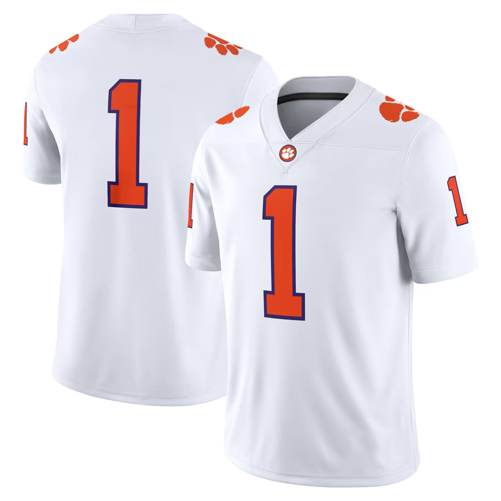 #1 C.Tigers White Game Stitched American College Jersey