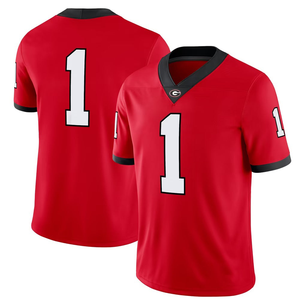 #1 G.Bulldogs Red Game Stitched American College Jersey