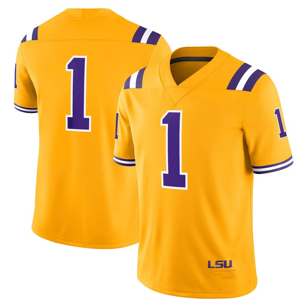 #1 L.Tigers Gold Alternate Game Stitched American College Jersey
