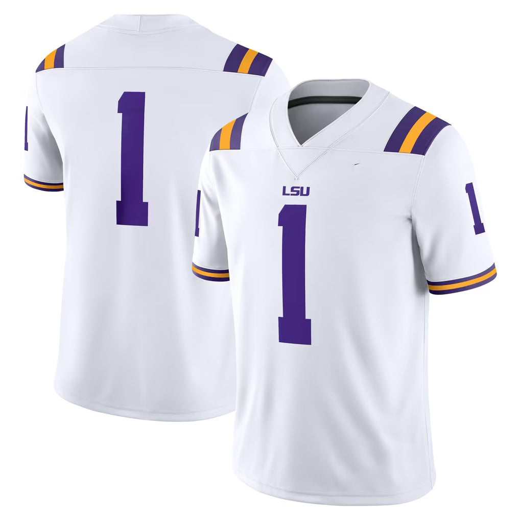 #1 L.Tigers White Game Stitched American College Jersey
