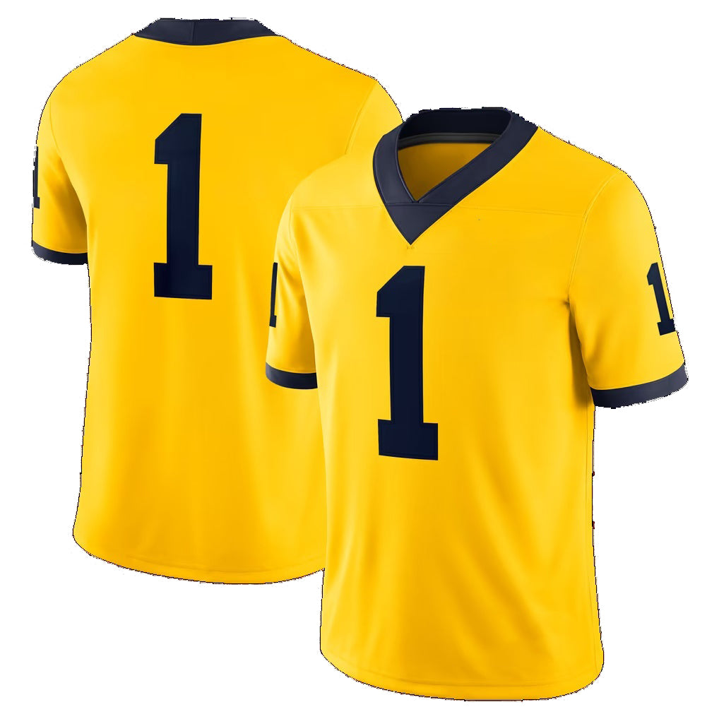 #1 M.Wolverines Maize Alternate Game Stitched American College Jersey