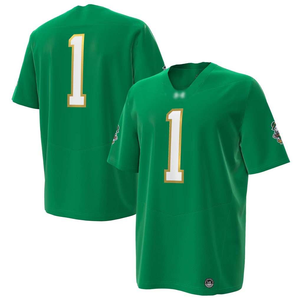#1 N.Dame Fighting Irish Kelly Green Under Armour Irish Replica Stitched American College Jersey
