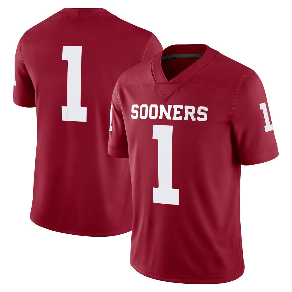 #1 O.Sooners Crimson Game Stitched American College Jersey