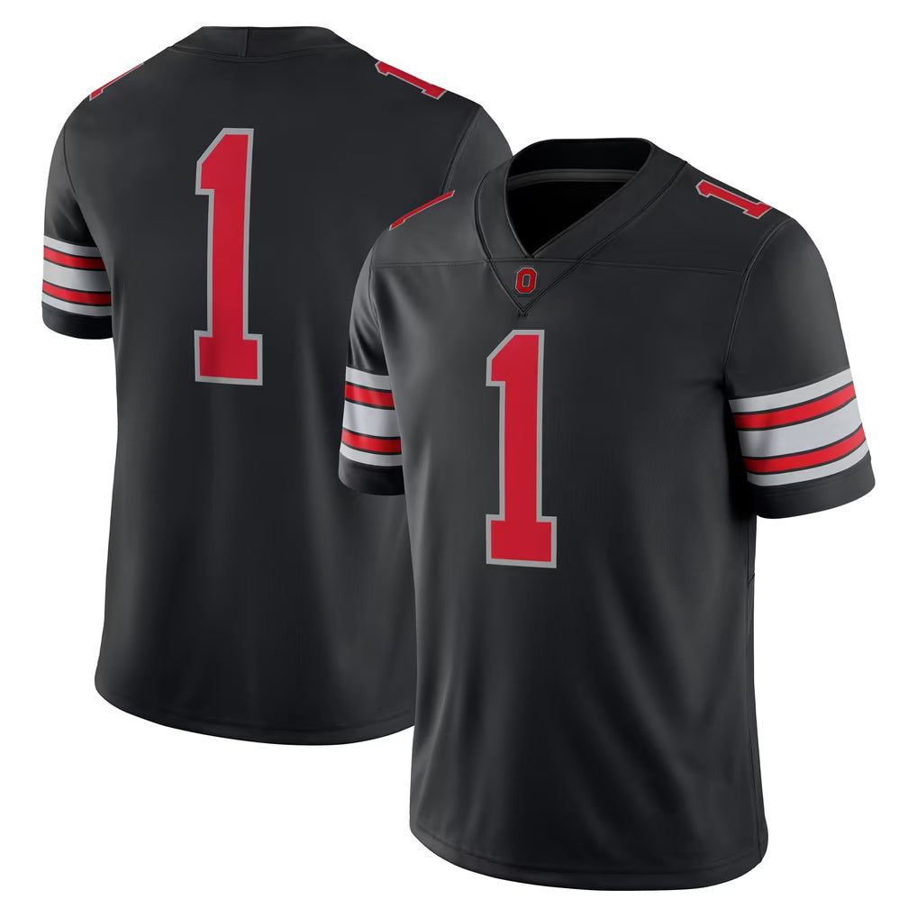 #1 O.State Buckeyes Black Alternate Game Stitched American College Jersey