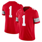 #1 O.State Buckeyes Scarlet Home Game Stitched American College Jersey