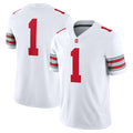 #1 O.State Buckeyes White Road Game Stitched American College Jersey