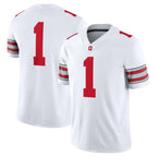 #1 O.State Buckeyes White Road Game Stitched American College Jersey