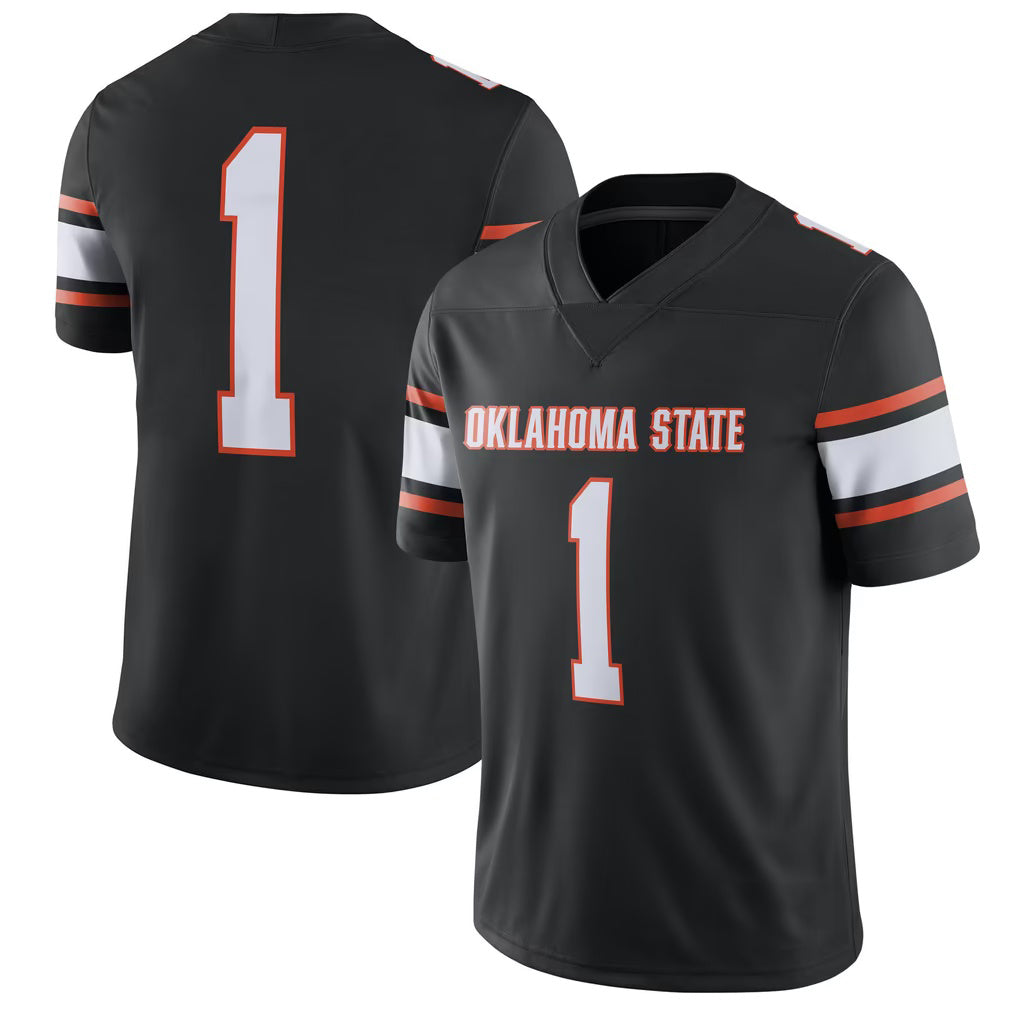 #1 O.State Cowboys Black Game Stitched American College Jersey