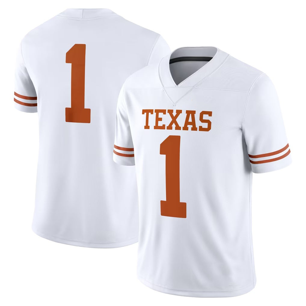 #1 T.Longhorns White Game Stitched American College Jersey
