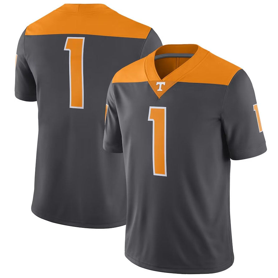 #1 T.Volunteers Alternate Game Anthracite Stitched American College Jersey