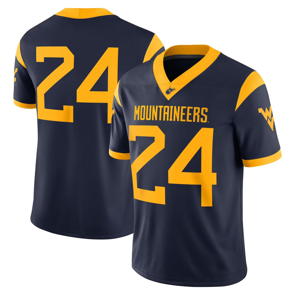 #24 W.Virginia Mountaineers Navy Game Stitched American College Jersey