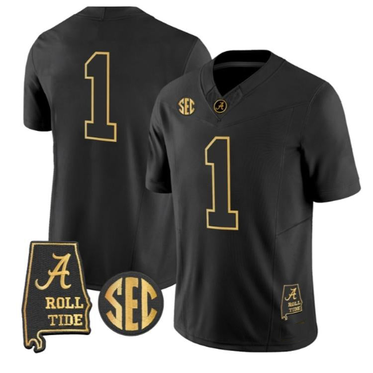 A.Crimson Tide Black Alabama Limited Stitched American College Jersey