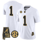 A.Crimson Tide White Alabama Limited Stitched American College Jersey
