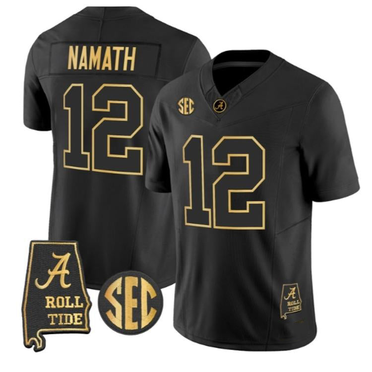 A.Crimson Tide #12 Joe Namath Black Alabama Limited Stitched American College Jersey