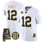 A.Crimson Tide #12 Joe Namath White Alabama Limited Stitched American College Jersey