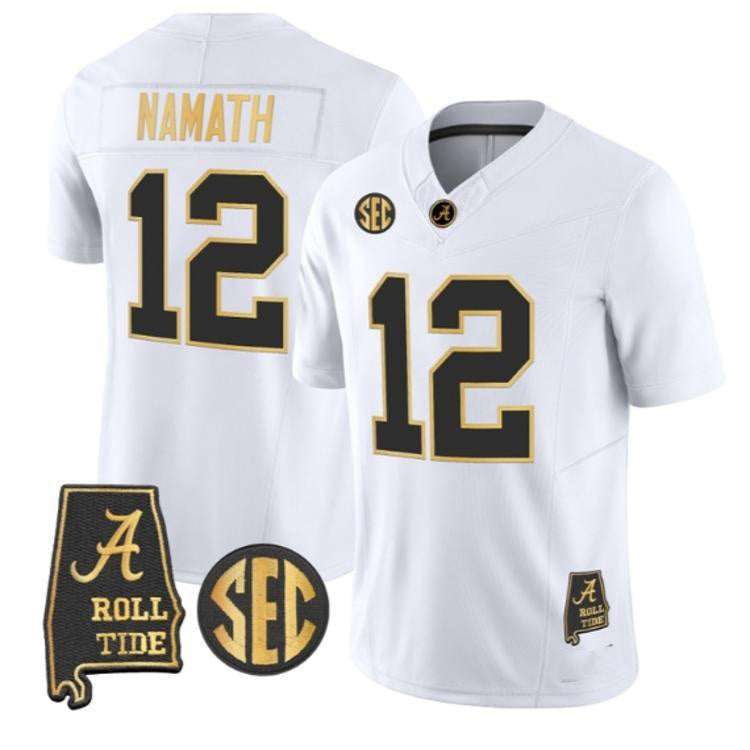 A.Crimson Tide #12 Joe Namath White Alabama Limited Stitched American College Jersey