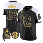 A.Crimson Tide #12 Joe Namath White Black Alabama Limited Stitched American College Jersey