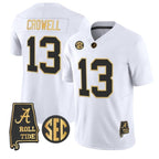 A.Crimson Tide #13 Ezavier Crowell White Alabama Limited Stitched American College Jersey