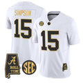 A.Crimson Tide #15 Ty Simpson White Alabama Limited Stitched American College Jersey