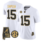 A.Crimson Tide #15 Ty Simpson White Alabama Limited Stitched American College Jersey
