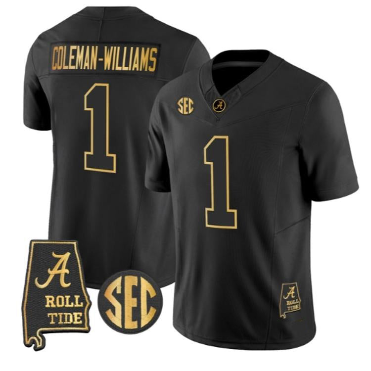A.Crimson Tide #1 Ryan Coleman-Williams Black Alabama Limited Stitched American College Jersey