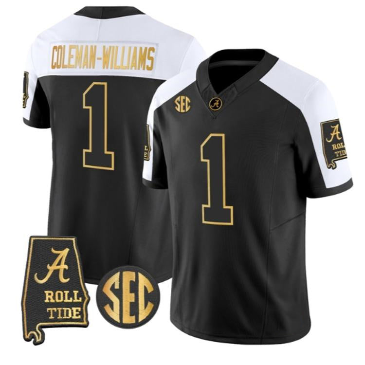 A.Crimson Tide #1 Ryan Coleman-Williams White Black Alabama Limited Stitched American College Jersey