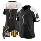 A.Crimson Tide #1 Ryan Coleman-Williams White Black Alabama Limited Stitched American College Jersey