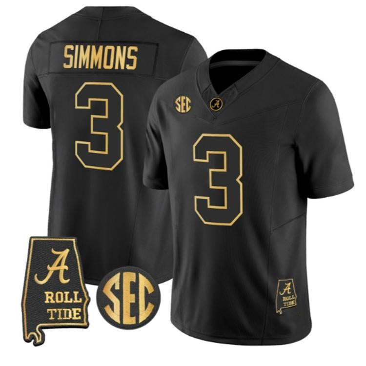 A.Crimson Tide #3 Cedrick Simmons Black Alabama Limited Stitched American College Jersey