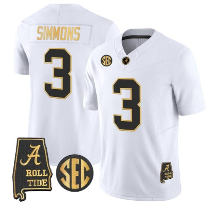 A.Crimson Tide #3 Cedrick Simmons White Alabama Limited Stitched American College Jersey