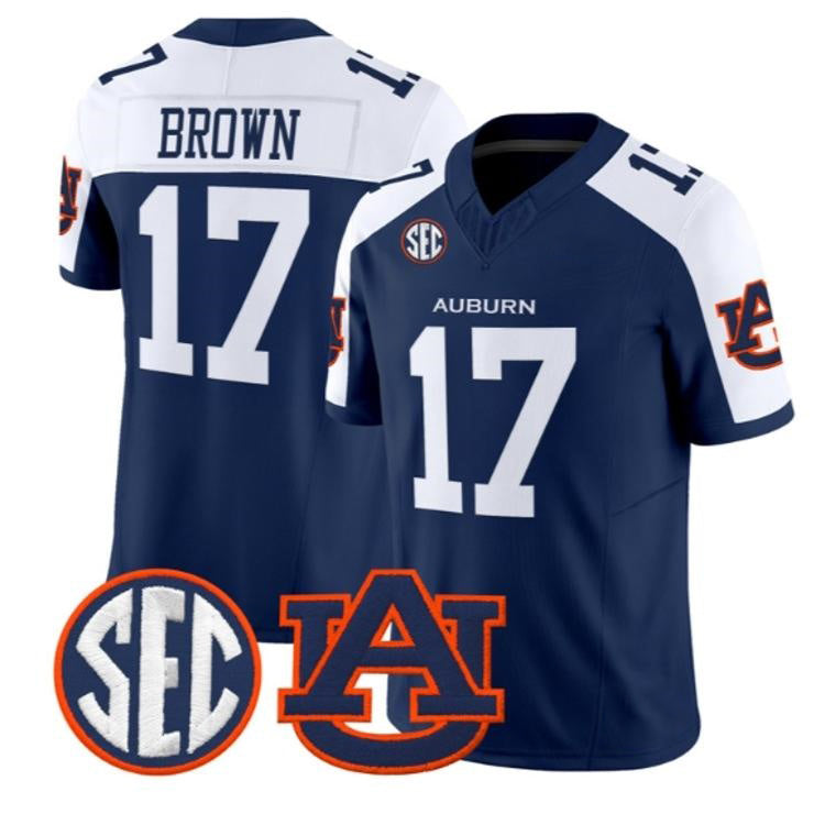 A.Tigers #17 Byrum Brown White Navy 2026 Vapor Limited Stitched American College Jersey