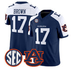 A.Tigers #17 Byrum Brown White Navy 2026 Vapor Limited Stitched American College Jersey