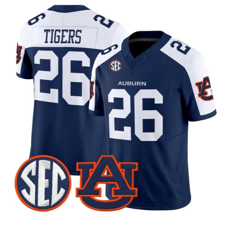 A.Tigers #26 Auburn Tigers White Navy 2026 Vapor Limited Stitched American College Jersey