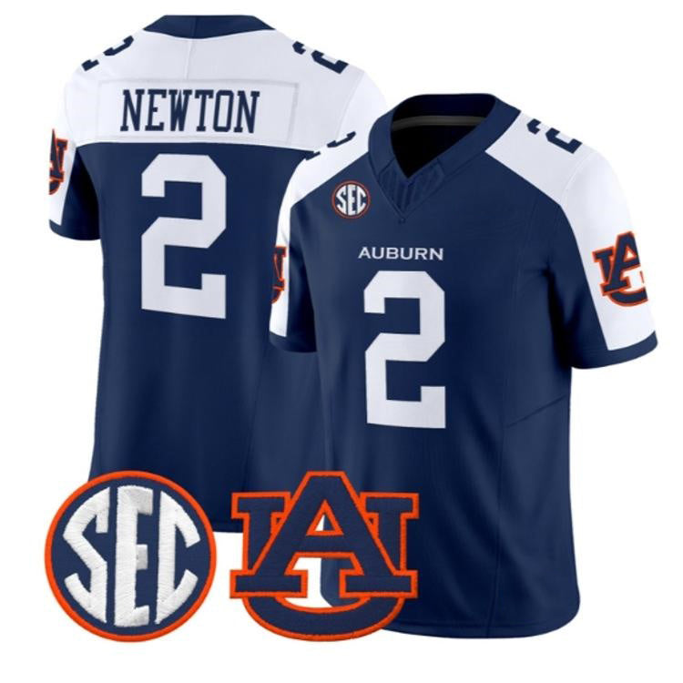 A.Tigers #2 Cam Newton White Navy 2026 Vapor Limited Stitched American College Jersey