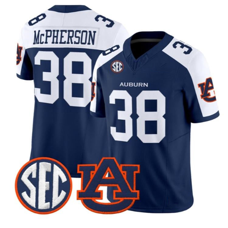 A.Tigers #38 Alex McPherson White Navy 2026 Vapor Limited Stitched American College Jersey
