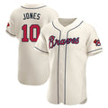 Atlanta Braves #10 Chipper Jones Player Cream Limited Elite Home Game Stitched Baseball Jersey