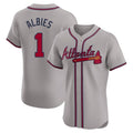 Atlanta Braves #1 Ozzie Albies Player Gray Limited Elite Home Game Stitched Baseball Jersey