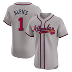 Atlanta Braves #1 Ozzie Albies Player Gray Limited Elite Home Game Stitched Baseball Jersey