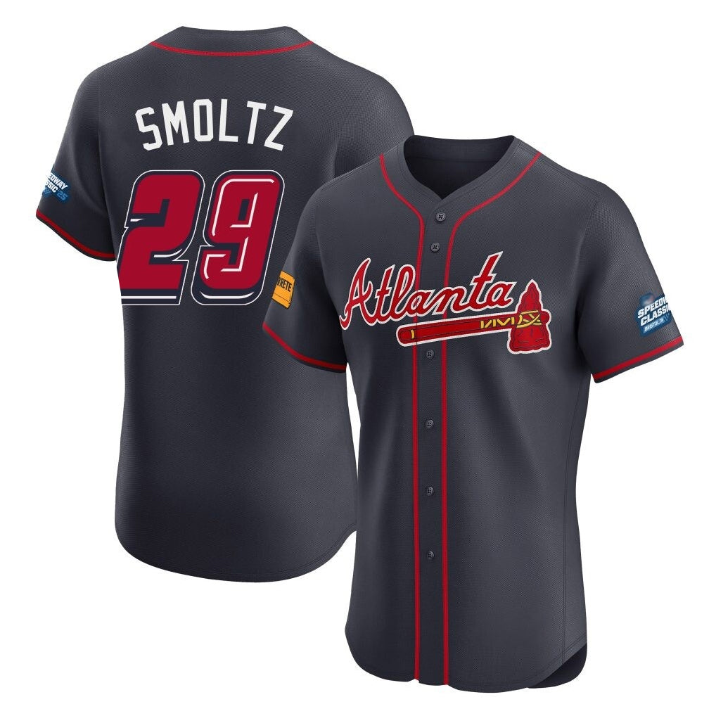 Atlanta Braves #29 John Smoltz Player Navy 2025 Speedway Classic Limited Elite Home Game Stitched Baseball Jersey