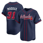 Atlanta Braves #31 Greg Maddux Player Navy 2025 Speedway Classic Home Game Stitched Baseball Jersey