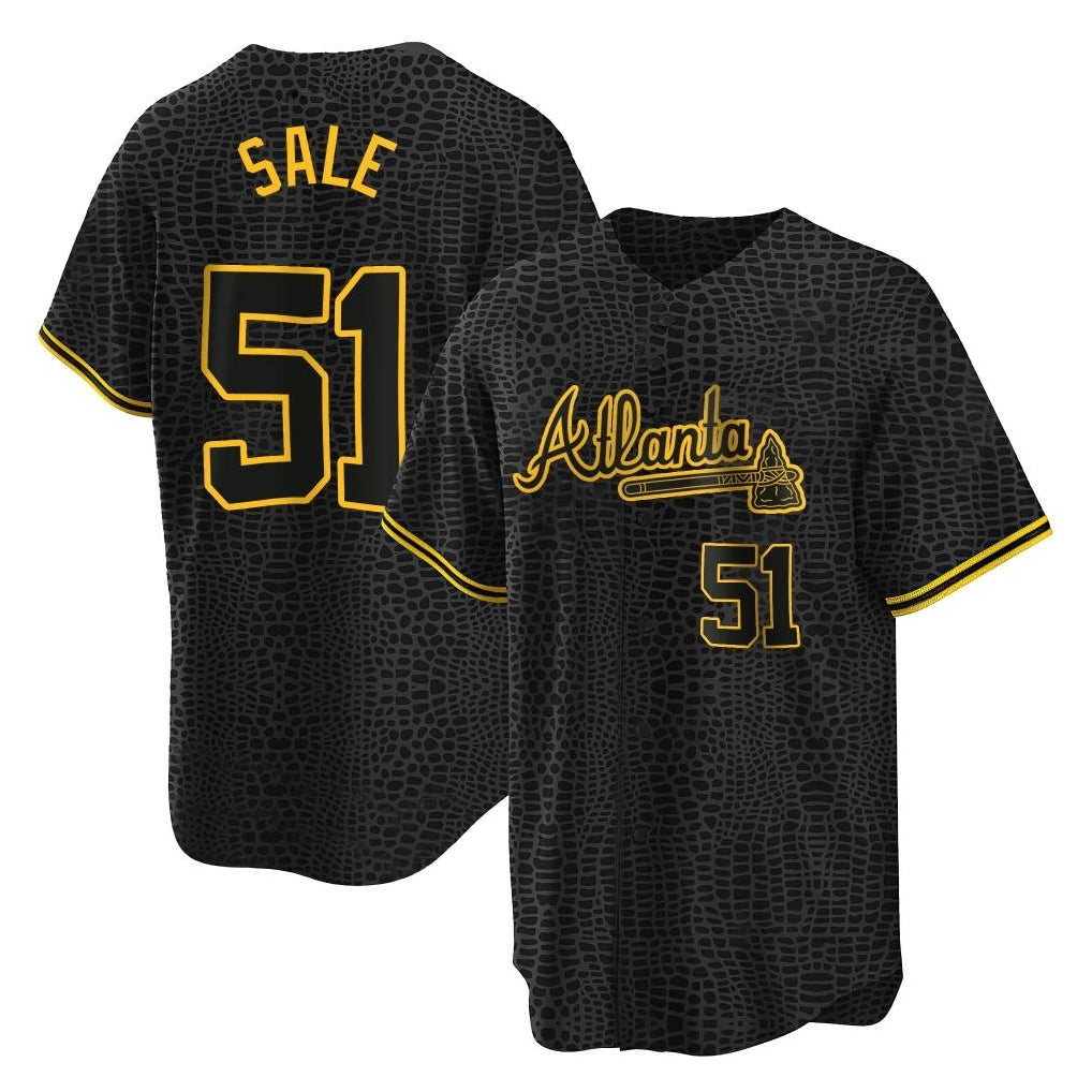 Atlanta Braves #51 Chris Sale Player Black Snake Skin City Home Game Stitched Baseball Jersey