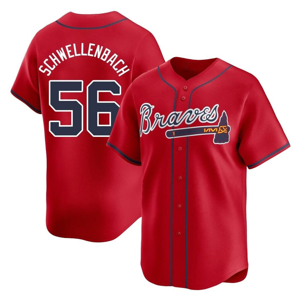 Atlanta Braves #56 Spencer Schwellenbach Player Red Limited Home Game Stitched Baseball Jersey