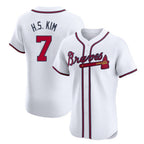Atlanta Braves #7 Ha-Seong Kim Player White Limited Elite Home Game Stitched Baseball Jersey