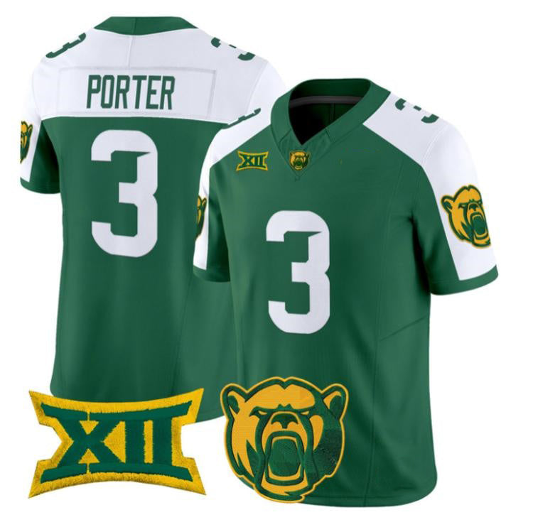 B.Bears #3 Jadon Porter White Green 2026 Vapor Limited Stitched American College Jersey