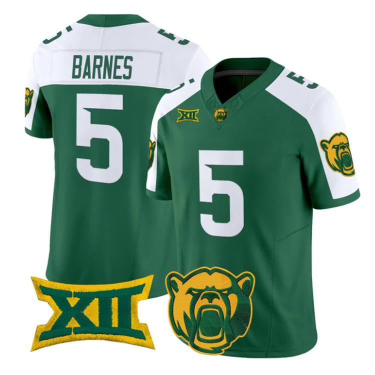 B.Bears #5 Travion Barnes White Green 2026 Vapor Limited Stitched American College Jersey