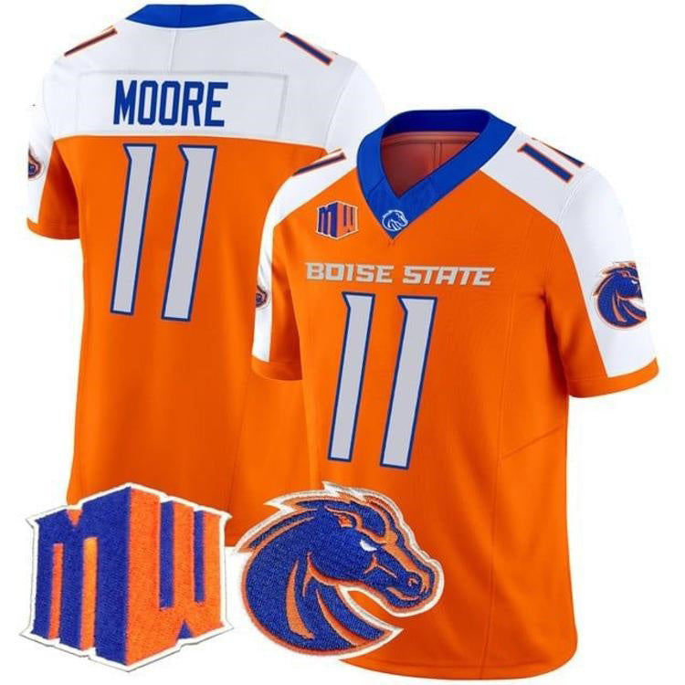 B.State Broncos #11 Kellen Moore White Orange 2026 Vapor Limited Stitched American College Jersey