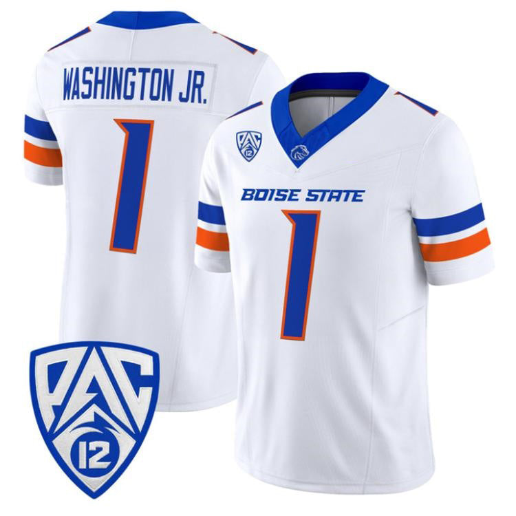 B.State Broncos #1 Jerico Washington Jr. White 2026 Vapor Limited Stitched American College Jersey