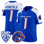B.State Broncos #1 Jerico Washington Jr. White Royal 2026 Vapor Limited Stitched American College Jersey