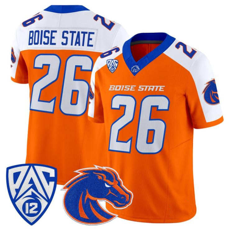 B.State Broncos #26 Boise State White Orange 2026 Vapor Limited Stitched American College Jersey