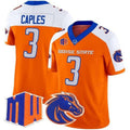 B.State Broncos #3 Latrell Caples White Orange 2026 Vapor Limited  Stitched American College Jersey